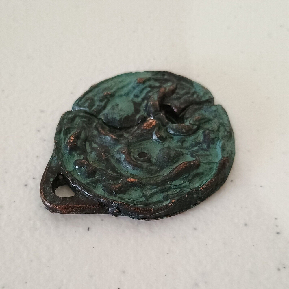 RARE Vintage Bocca Della Verita Bronze? Keychain Charm Pendant Coin 74 Grams - Picture 5 of 9